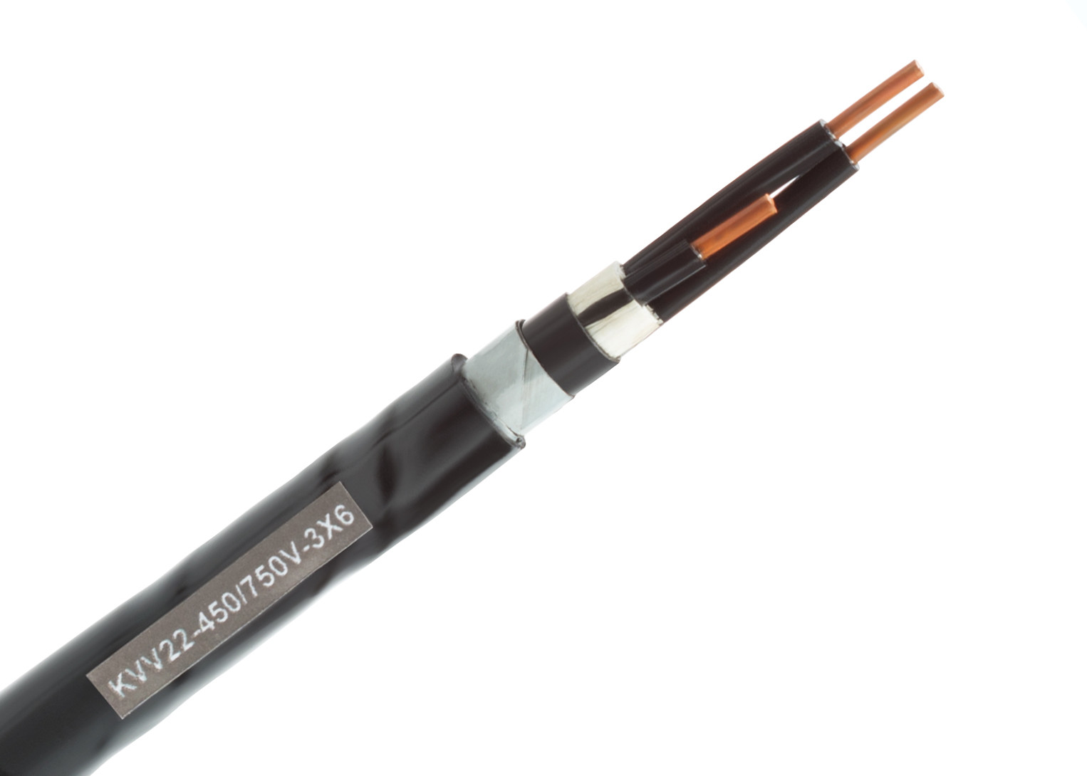 KVV22 Type Steel Tap Armoured Control Cable , Copper Core Power Control Cable