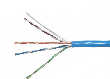 青いJacketed銅LANケーブル4の組UTP Cat6ネットワークは305mをケーブルで通信します